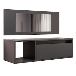 Penteadeira Camarim Com Espelho Suspensa 90cm 1 Porta Elle Z34 Preto - Mpozenato
