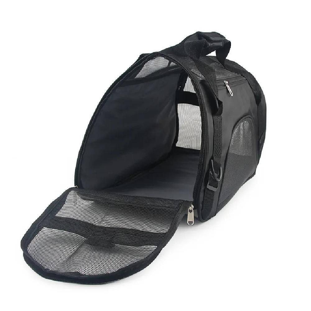 Mala Bolsa Transporte Avião Carro Nylon Cachorro Gato Preta