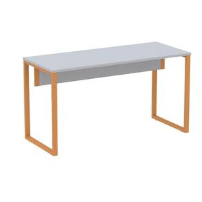 Mesa Escritório P25 Tub Pandin 134 Cm (larg) Tampo Mdp Cinza Pé Aço Tubular Laranja