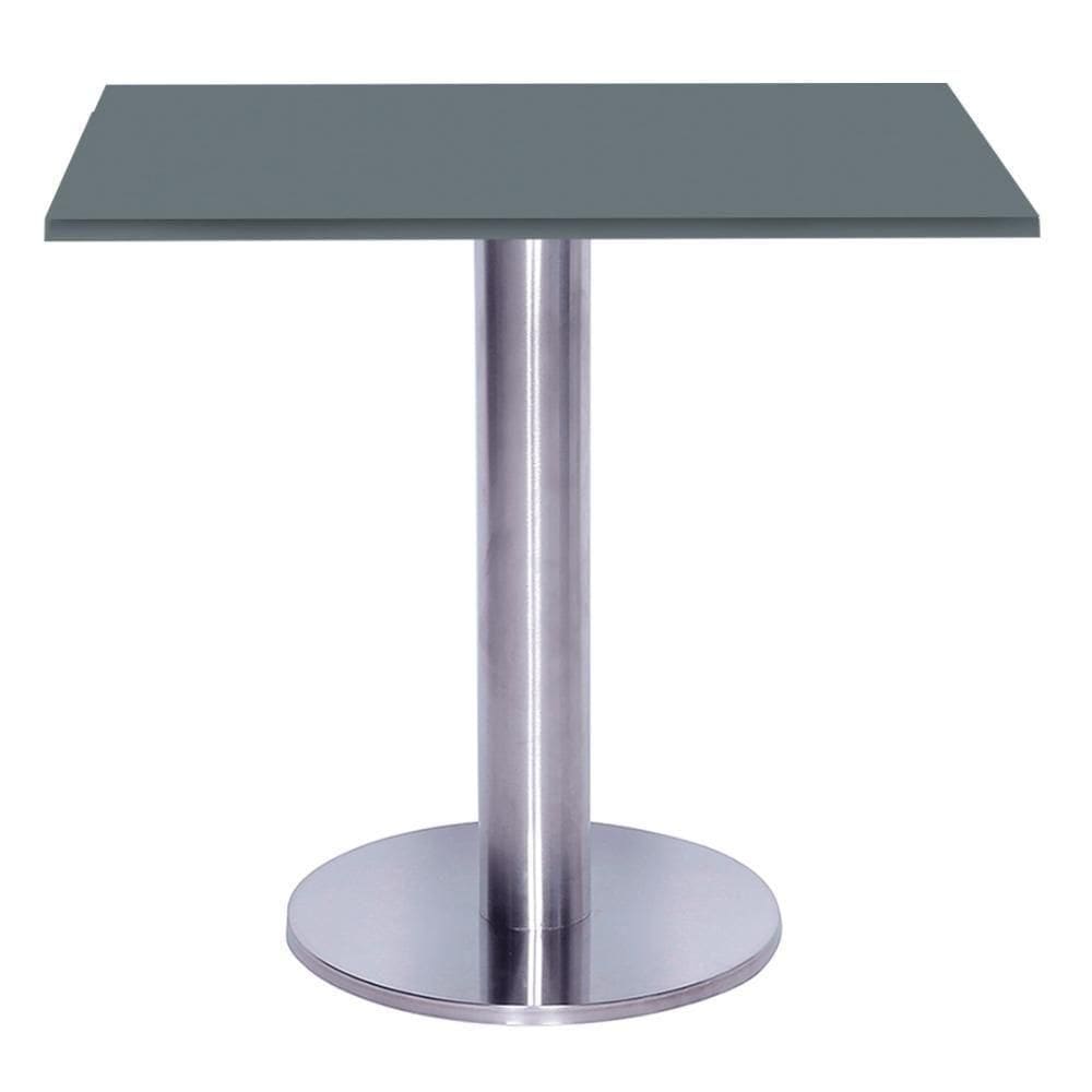 Mesa Beta Big Inox 75 Cm (alt) Disco Redondo Tampo Mdp Quadrado 80 Cm (larg) X 2,50 Cm (alt) Grafito