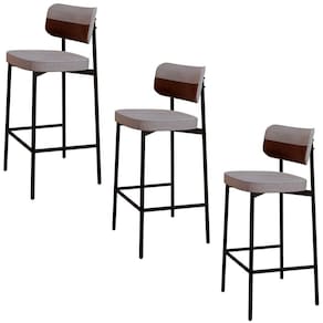 Banqueta Alta Bar Estofada Kit 3 Ella M25 Linho Cinza Cl-whisky - Mpozenato