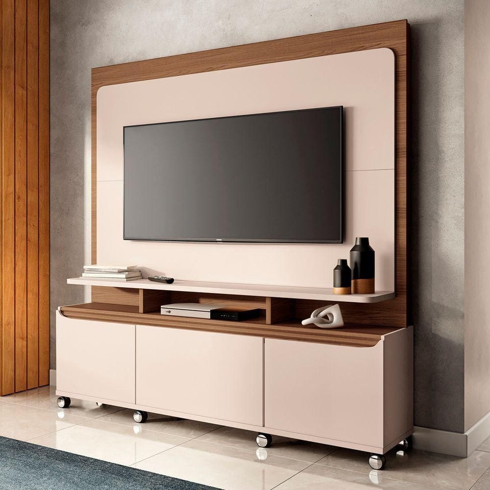 Estante Painel De Tv 70 180cm Quantum Castanho-off White - Hb Móveis
