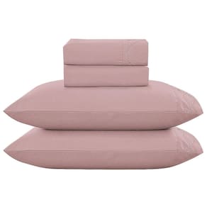 Jogo Lençol Queen Amore Bordado 4pç 100% Poliéster - Rosé