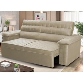 Sofá Retrátil Reclinável 2 lugares com molas 1,50m Quantum Suede Velut Bege - King House
