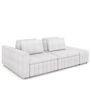 Sofá Ilha E Puff Sala Living 245cm Siesta M22 Boucle Branco - Mpozenato