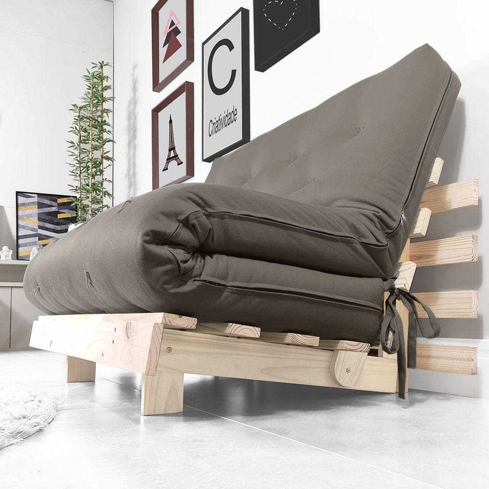Futon Casal Tokio Sofa Cama D33 Com Madeira Maciça Ii