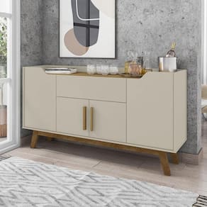 Aparador Buffet Com 4 Portas E 1 Gaveta Retrô 136cm Multimóveis Cr50102 Off White Cinamomo