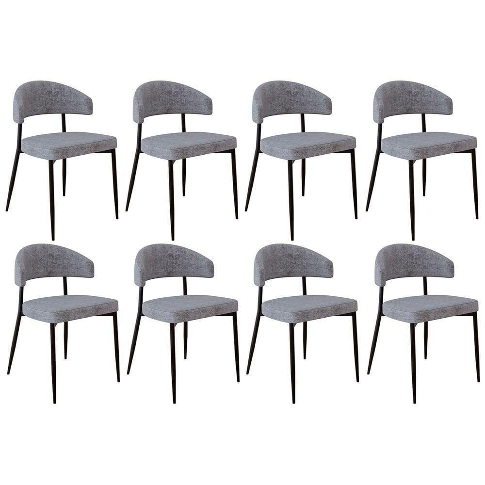 Cadeira De Jantar Estofada Kit 8 Chloe M25 Linho Lautrec Cinza - Mpozenato