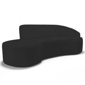 Sofá Living 3 Lugares 210cm Braço Direito Mozart D06 Sintético Preto - Mpozenato