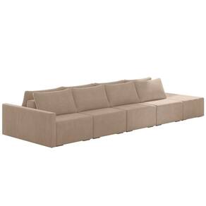 Sofá Ilha Modular Com Puff Para Sala Living 432cm Georgia K04 Veludo Bege - Mpozenato