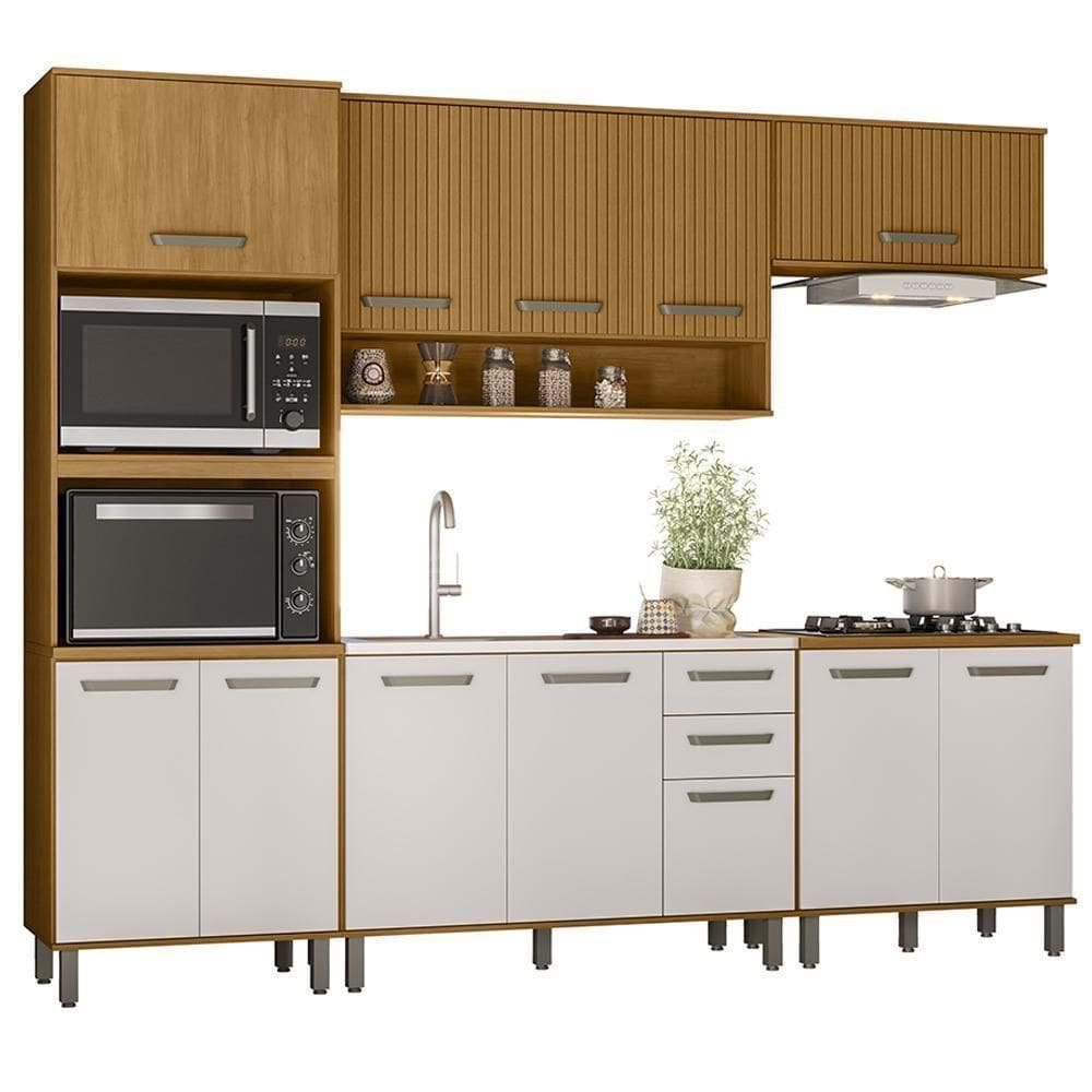 Cozinha 5 Pecas Balcao Pia 270 Cm Cria Freijo Ripado Off White Pln Freijo Ripado Off White