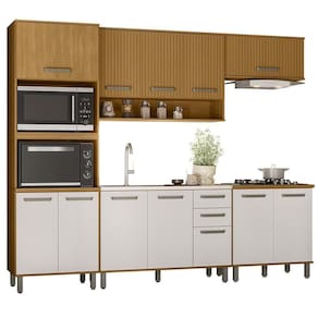 Cozinha 5 Pecas Balcao Pia 270 Cm Cria Freijo Ripado Off White Pln Freijo Ripado Off White