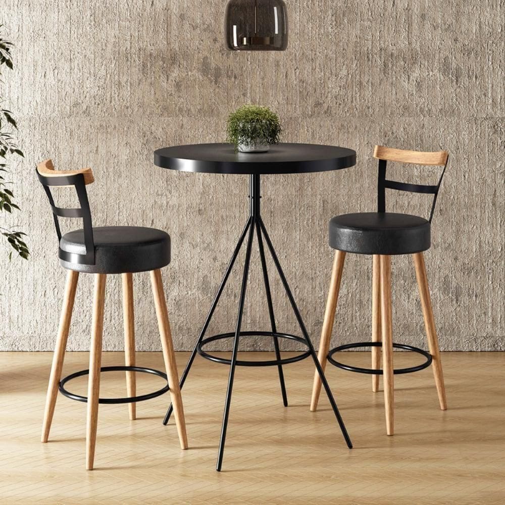 Kit Mesa Com 2 Banquetas Lisboa Preto