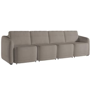 Sofá Cama Casal Para Sala 396cm Polska K04 Bouclê Bege Escuro - Mpozenato