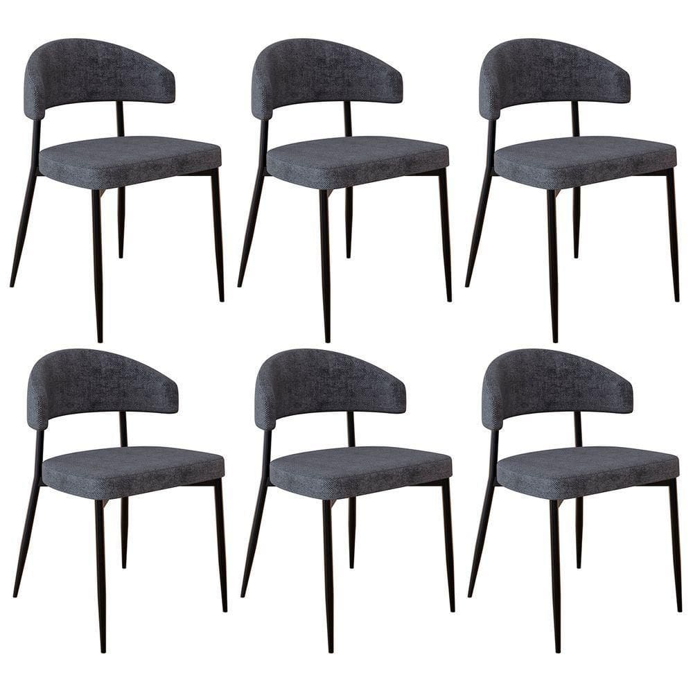 Cadeira De Jantar Estofada Kit 6 Chloe M25 Linho Lautrec Grafite - Mpozenato