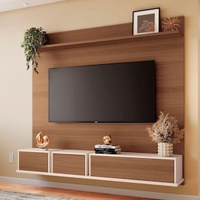 Painel Tv 70 180cm Bancada Suspensa Max Off-castanho - Hb Móveis
