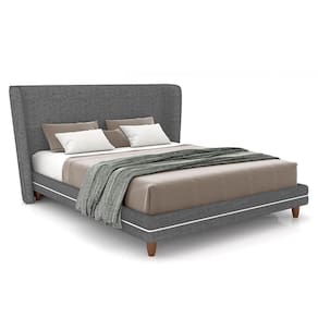 Cama Queen 160cm Com Cabeceira Many P02 Linho Cinza - Mpozenato
