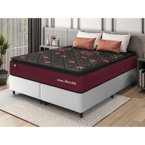 Conjunto Cama Box c/ Molas Ensacadas Toronto Vermelho Queen 158x198x66