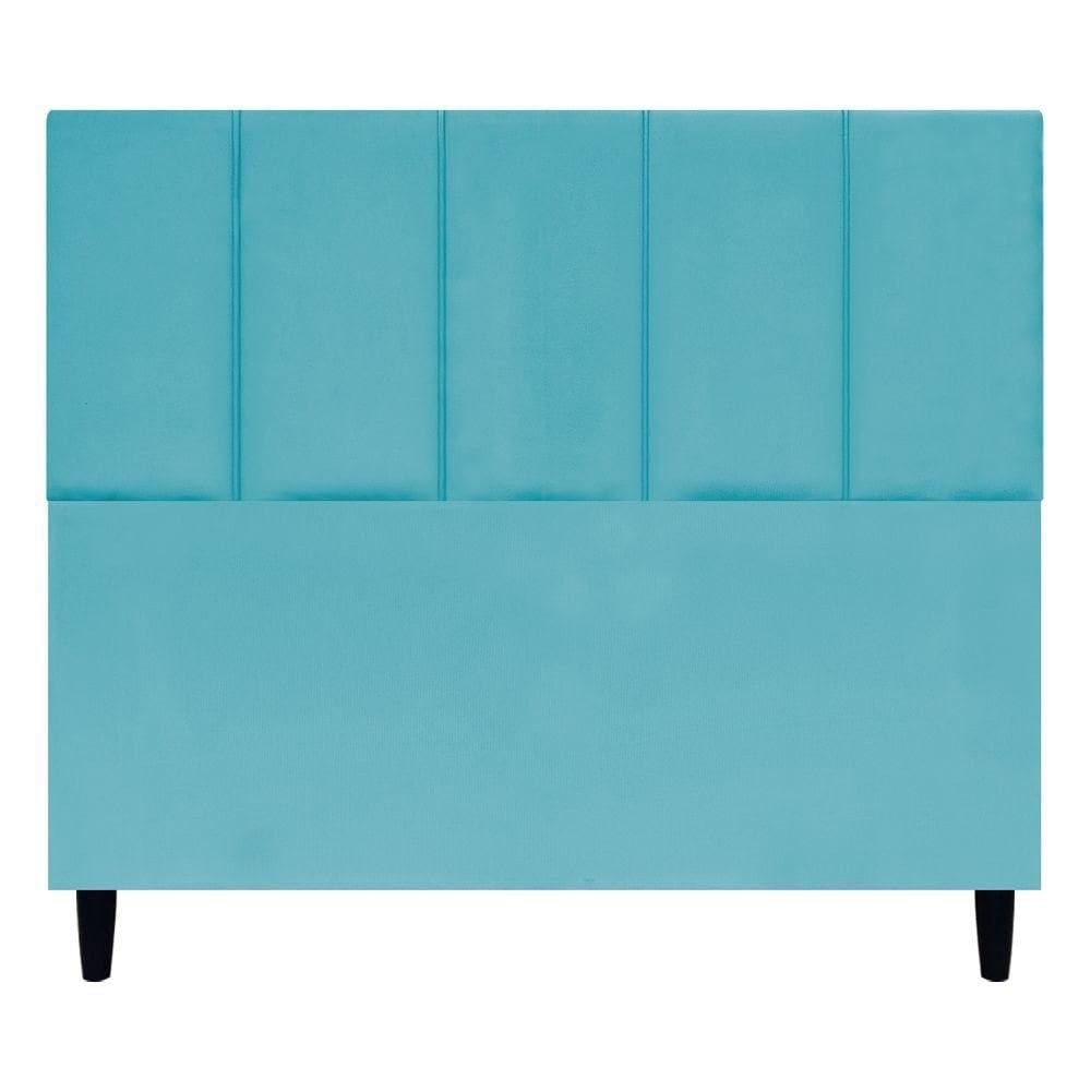 Cabeceira Estofada Para Cama Box Casal 140 Cm Classic Suede Azul-turquesa Suede