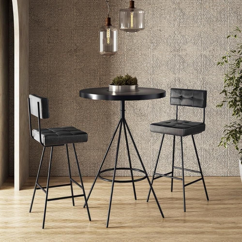 Kit Mesa Com 2 Banquetas Lisboa Preto
