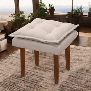 Puff Maria Para Sala De Tv E Estar Quarto Confortável Suede Bege Mabe Magazine