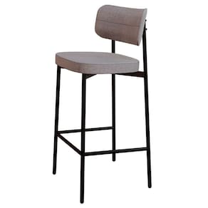 Banqueta Alta Bar Estofada Ella M25 Linho Cinza Cl - Mpozenato