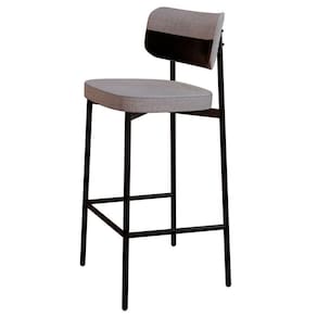 Banqueta Alta Bar Estofada Ella M25 Linho Cinza Cl/preto - Mpozenato