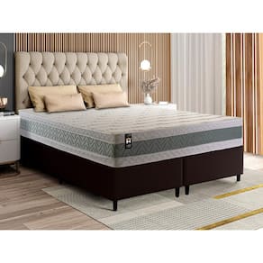 Conjunto Cama Box Espuma Oxford Verde Queen 158x198x67