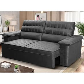 Sofá Retrátil Reclinável 3 lugares com molas 2,00m Quantum Suede Velut Cinza - King House
