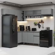 Armário De Cozinha Completa De Canto 405cm Nice Madesa 05 Cinza