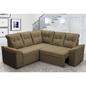 Sofá Canto London Bege Suede Velut - King House