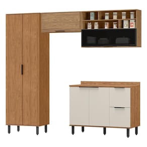 Armarios Lavanderia 4 Modulos Mdf 270 Cm Tosc Freijo Off White Mxm Freijo Off White