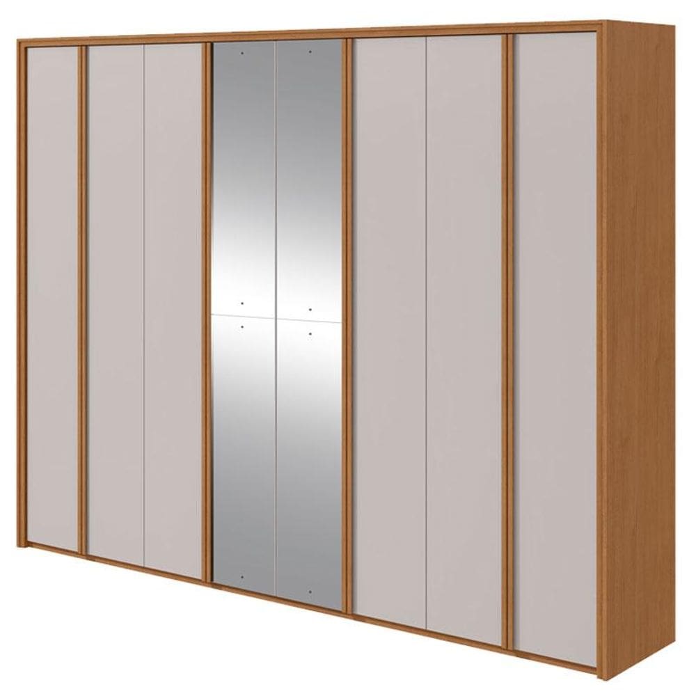 Guarda Roupa Casal Ergon 8 Portas Amêndoa Clean Off White com Espelho - Lopas