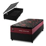 Conjunto Box Baú Toronto Preto 88x188x73 c/ Molas Ensacadas