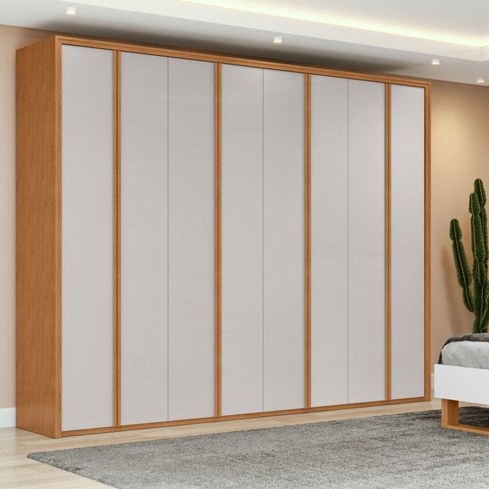 Guarda Roupa Casal Ambiente Ergon 8 Portas Amêndoa Clean Off White - Lopas