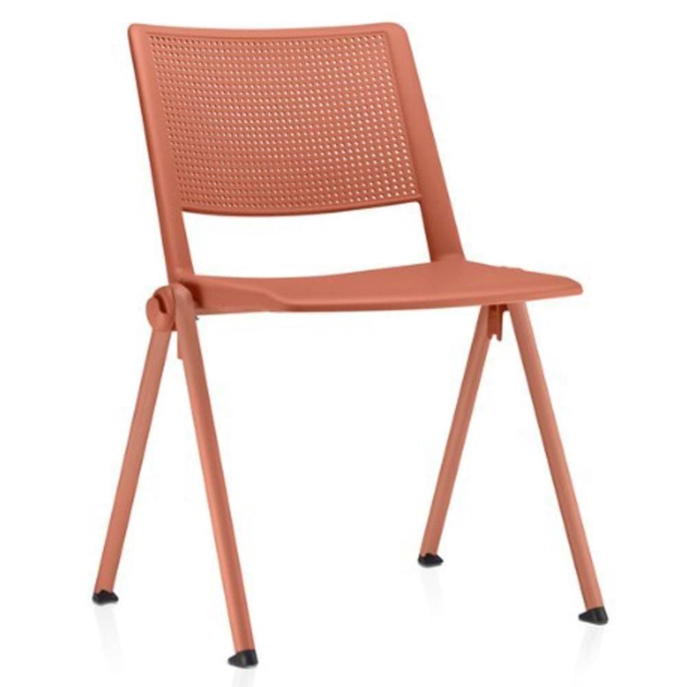 Cadeira Empilhável Fixa Lift F02 Base Aço Laranja - Lyam Decor