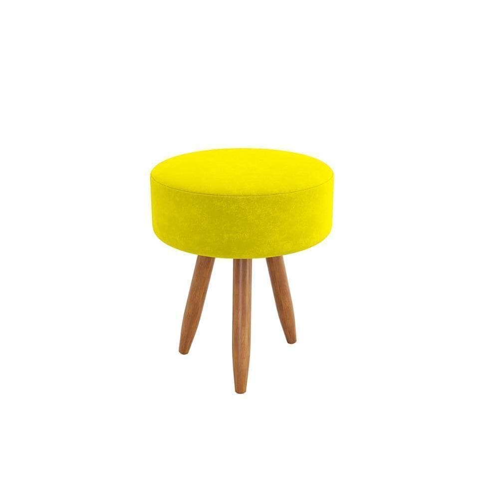 Puff Redondo Estilo Sala Jantar Escritório Moderno Amarelo