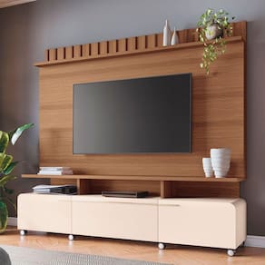 Estante Painel De Tv 70 200cm Ripado Artís Castanho-off White - Hb Móveis