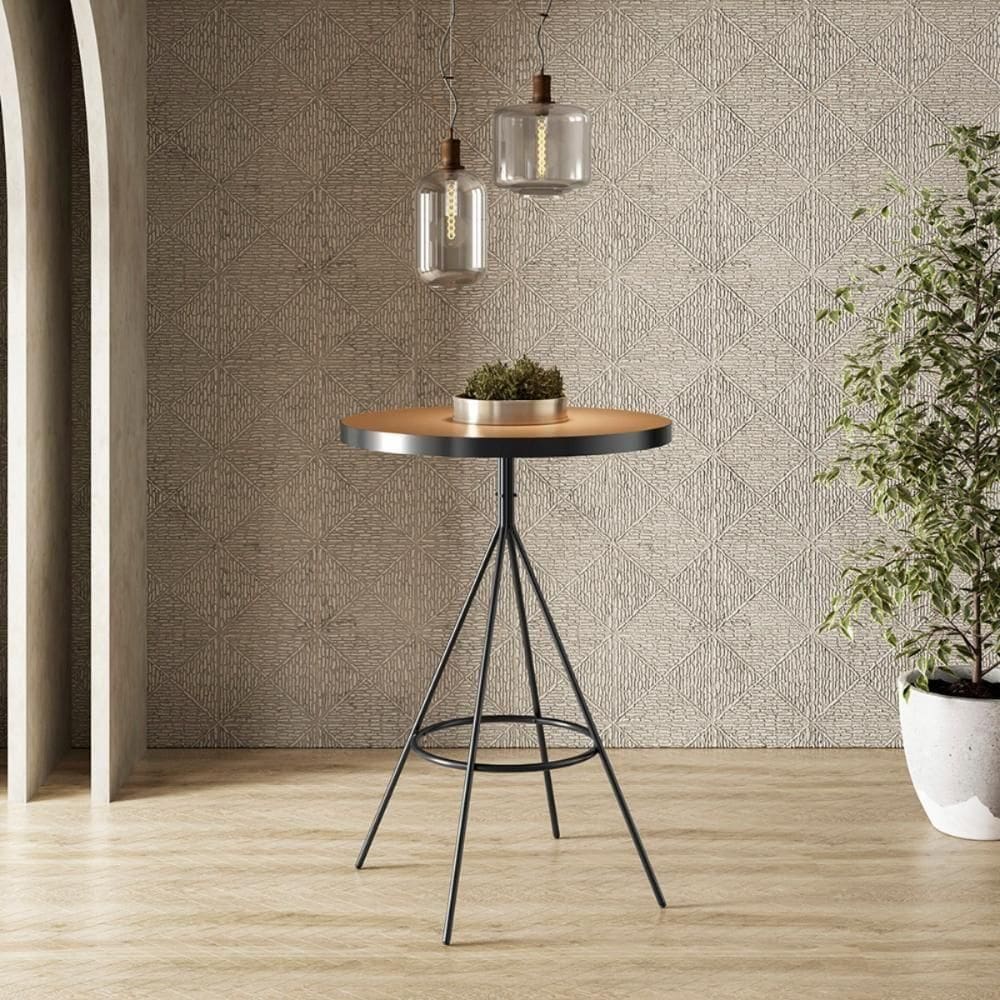 Mesa de Aço Redonda Barcelona Amarula para Sala de Jantar
