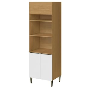 Paneleiro 100% Mdf 3 Portas Com Nicho Para Microondas Luna Atacama/branco