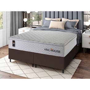 Conjunto Cama Box c/ Molas Ensacadas New Moon Branco King 193x203x66
