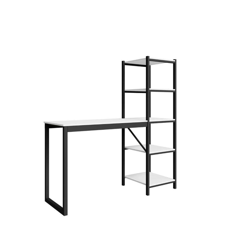 Escrivaninha Mesa Escritório Estudo Trabalho Com Prateleira Branco/preto