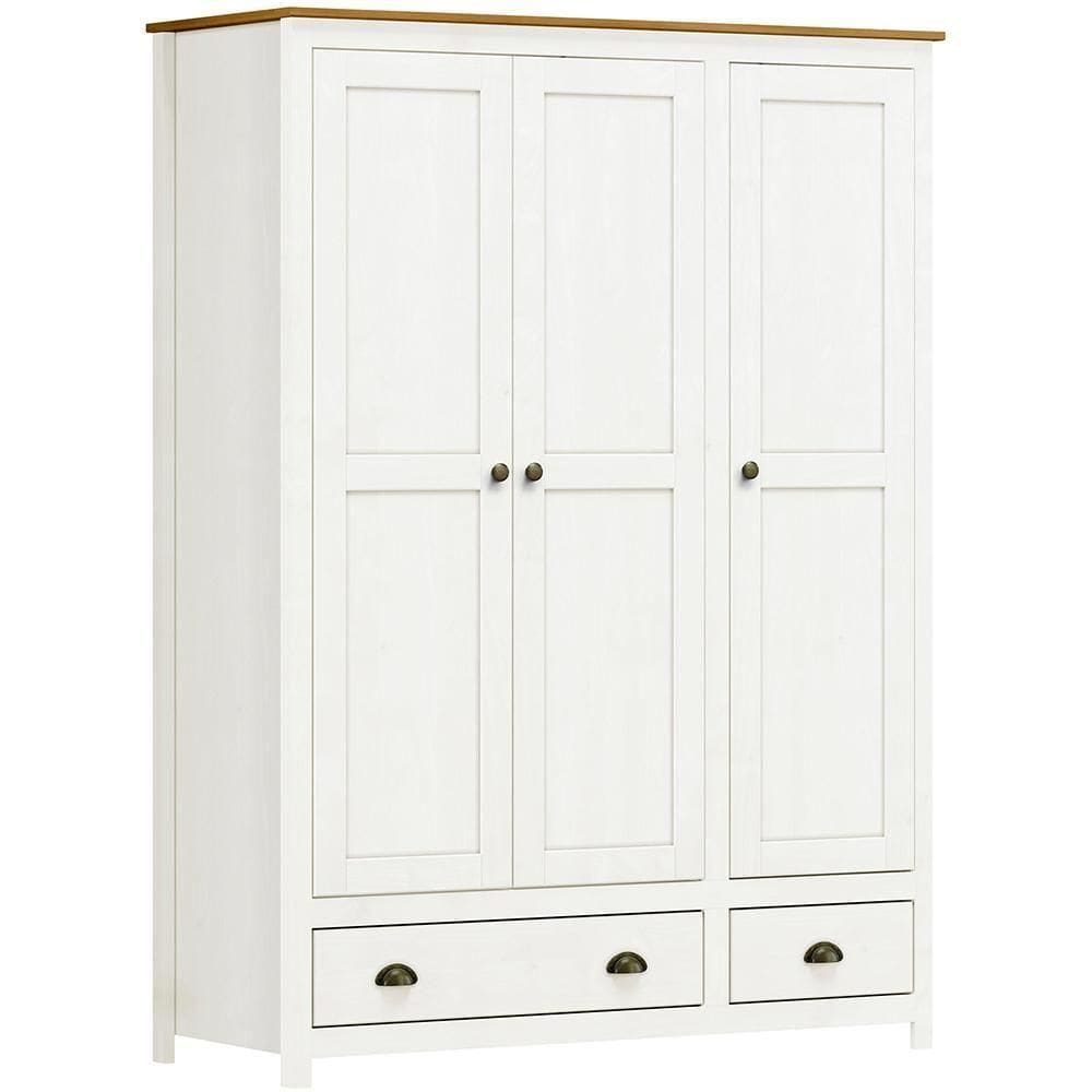 Guarda Roupa 3p 2g Madeira Maciça 136 Cm 9104 Branco Freijo Milani Store