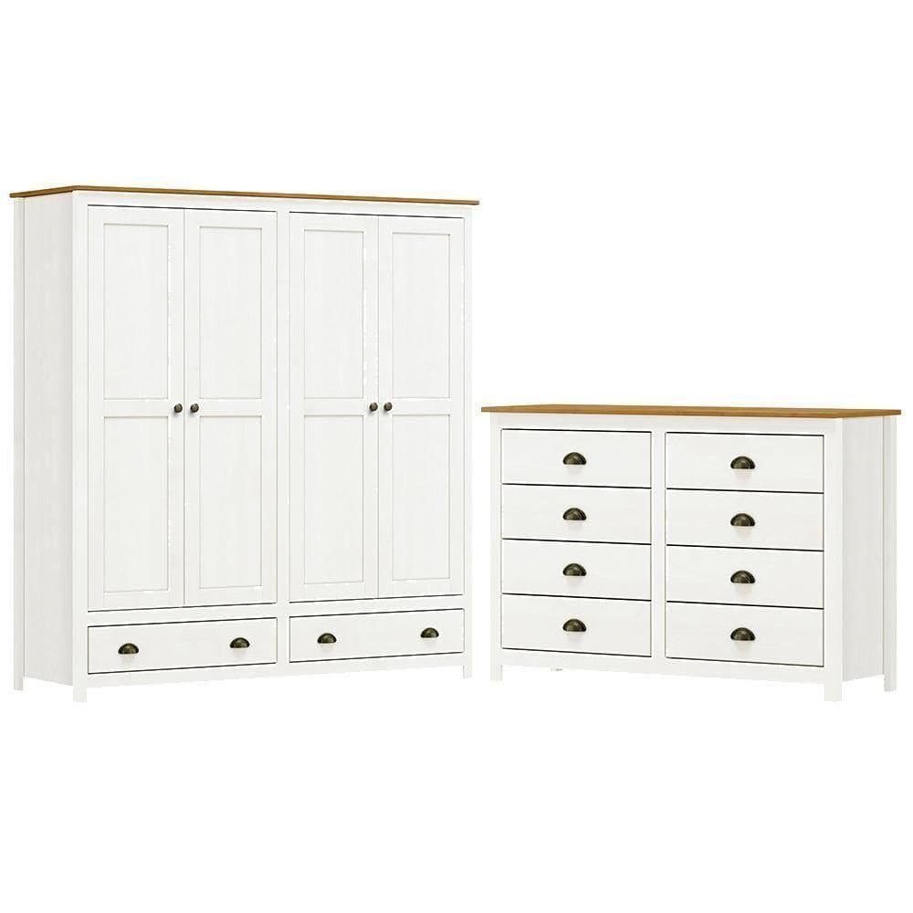 Guarda Roupa 4 Pt Comoda 8 Gv Madeira Maciça Branco Freijo Milani Store
