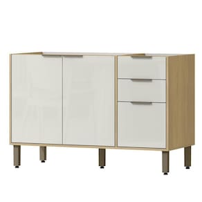 Balcao Pia Sem Tampo 120 Cm Glor Bgl02 Castanho Off White Mxm