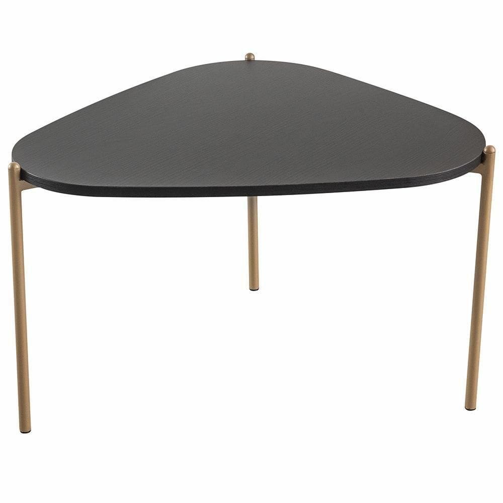 Mesa De Centro Para Sala De Estar Pés Metálicos Alta Adek A03 Nero Dourado - Lyam Decor