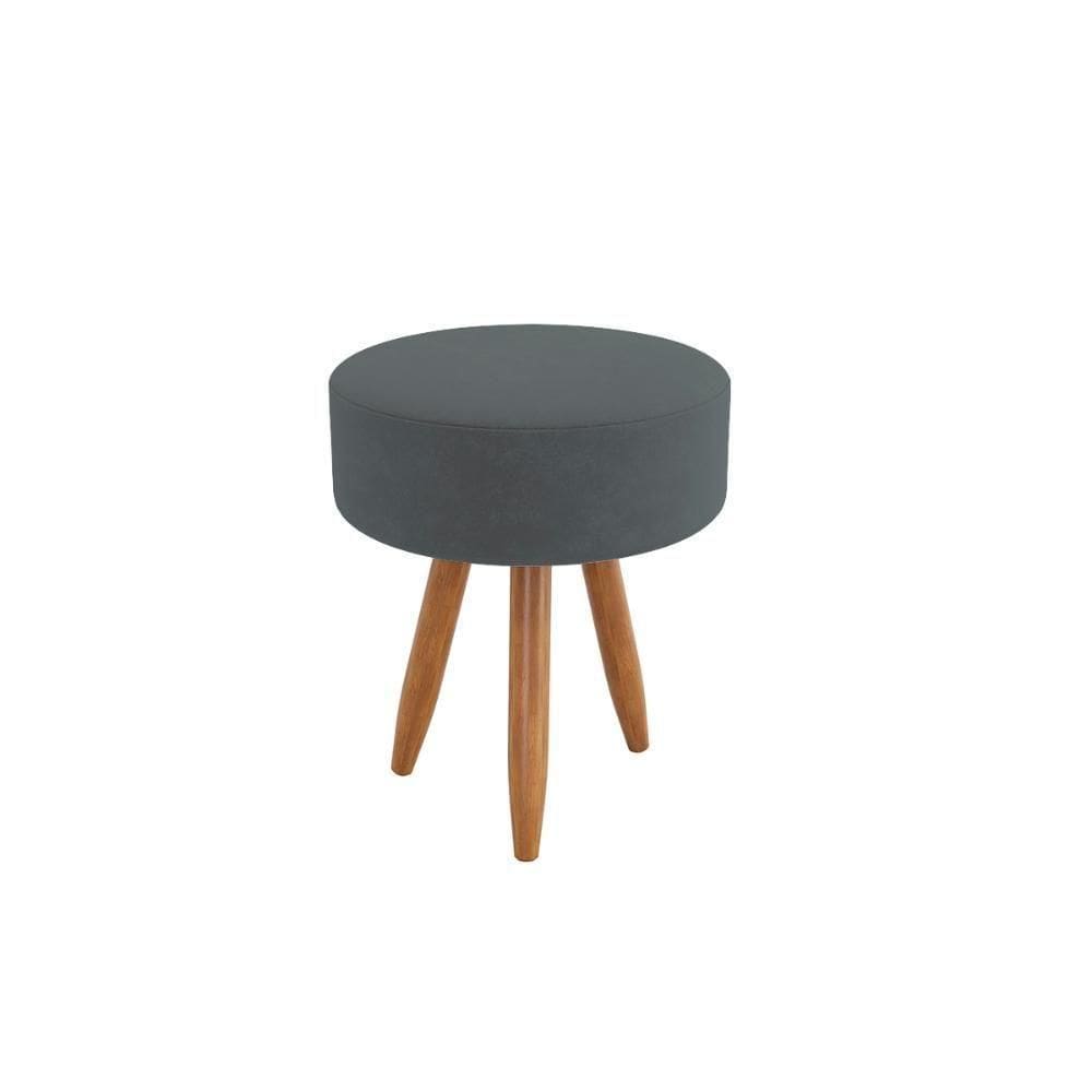 Puff Redondo Decorativo Sala Escritório Estética Luxo Cinza