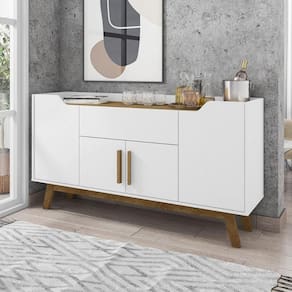 Aparador Buffet Com 4 Portas E 1 Gaveta Retrô 136cm Multimóveis Cr50102 Branco Cinamomo