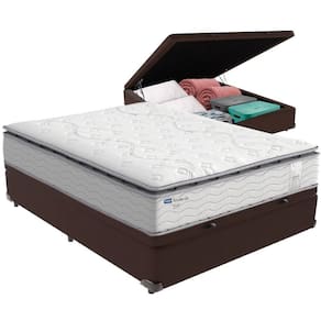 Cama Box Baú Marrom E Colchão Amsterdã Molas Ensacadas Casal Probel