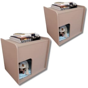 Kit 2 Mesa De Cabeceira Cama Pet Cães 45x45x40 Nude